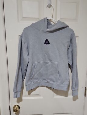 QUINCE Light Gray Hooded Sweatshirt with Subtle Logo S Organic Cottom
